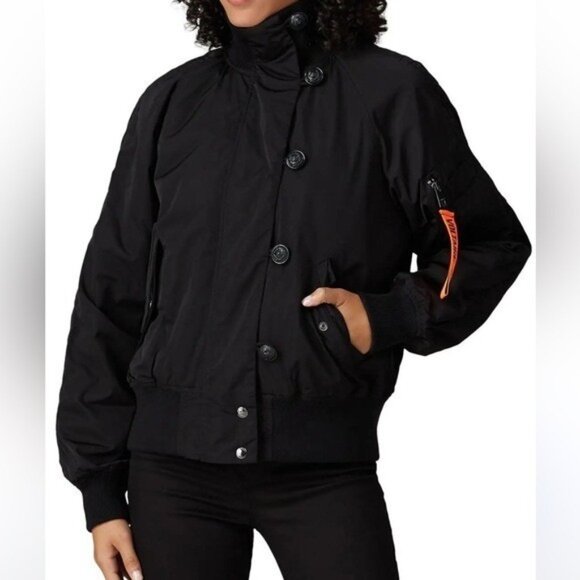 Zadig & Voltaire Kite Nylon Bomber Jacket Black Women's Size XS No Liner grunge• - Picture 1 of 9
